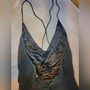 Closing out 3/19 100% Silk Black goddess chiffon evening or prom